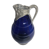 Pichet aiguière verre moulé bleu