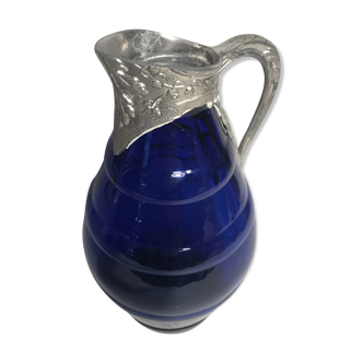 Former pitcher ewer molded glass blue