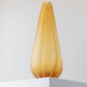 Large vintage Murano glass vase, yellow-orange gradient, Italian 1960s, sculptural teardrop form