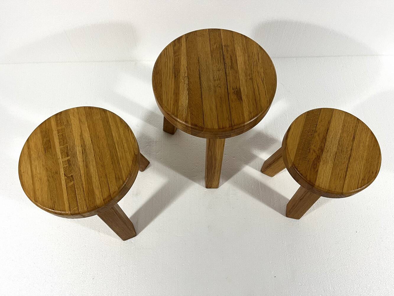 Brutalist blond oak side tables 1980’s