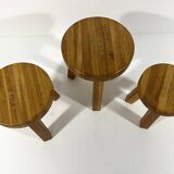 Brutalist blond oak side tables 1980’s