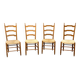 Set of 4 rustic straw chairs in solid wood – France, 1950s-19