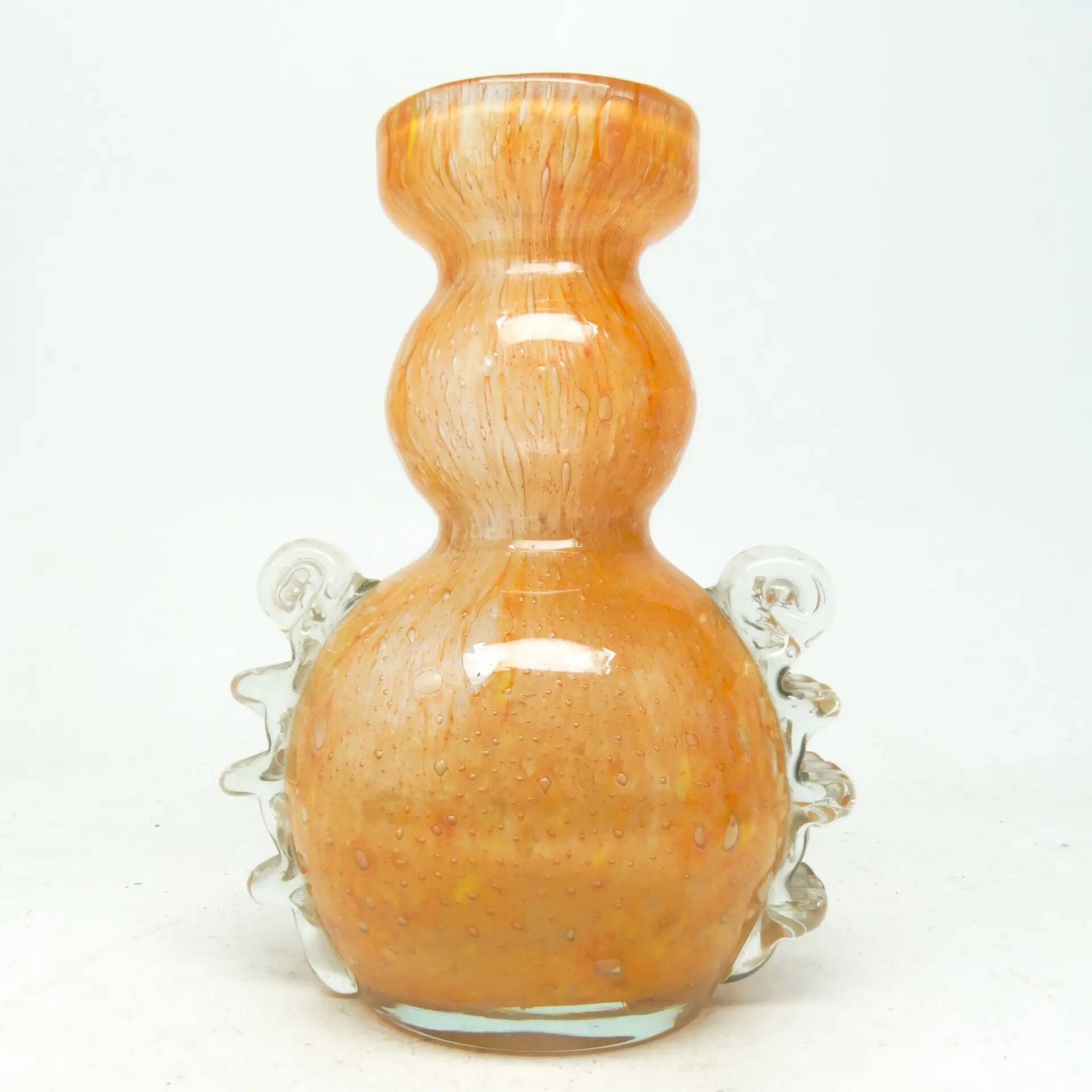 Postmodernism vase, orange glass, Łysa Góra Glassworks, Poland, 1970s