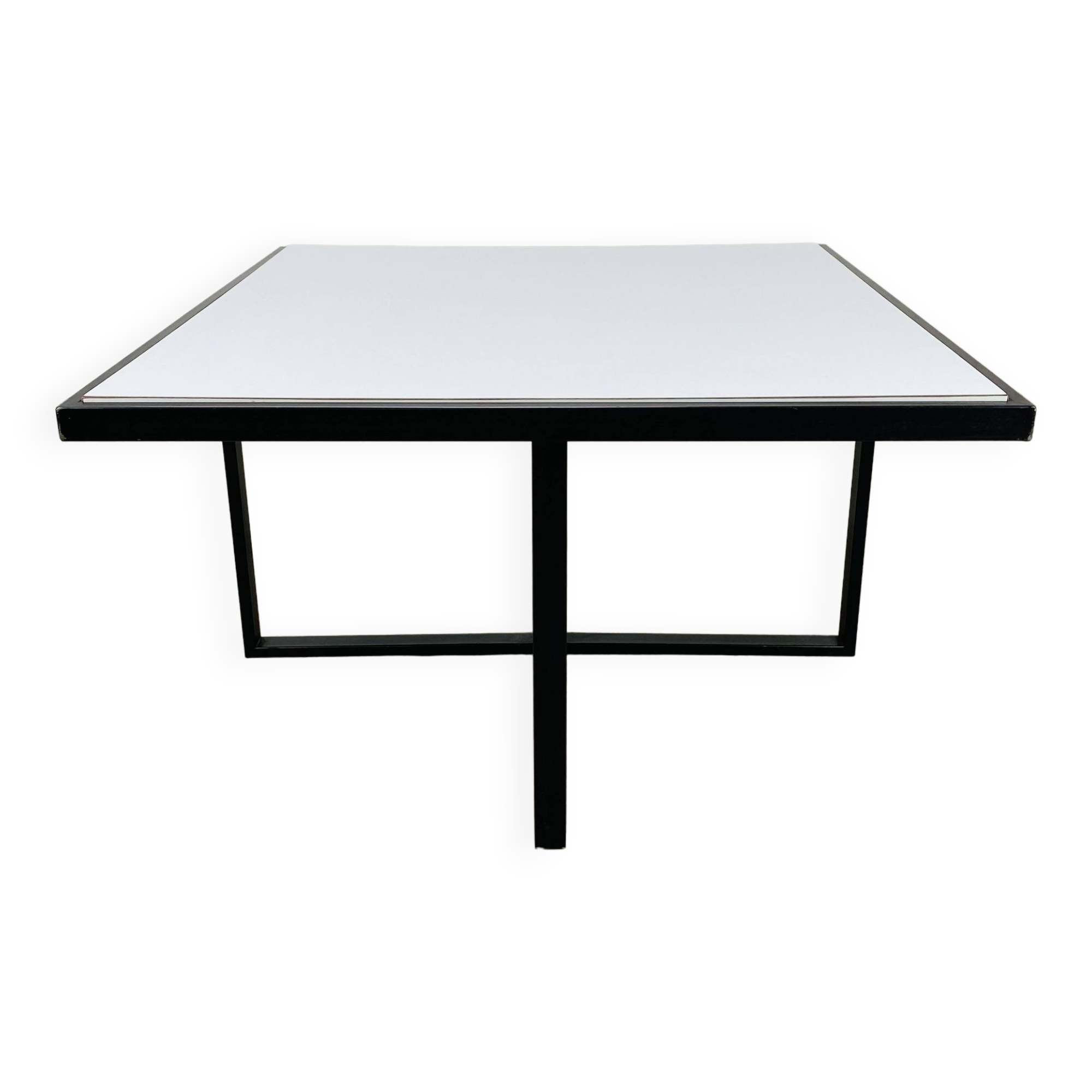 Table basse design vintage mélaminé et métal