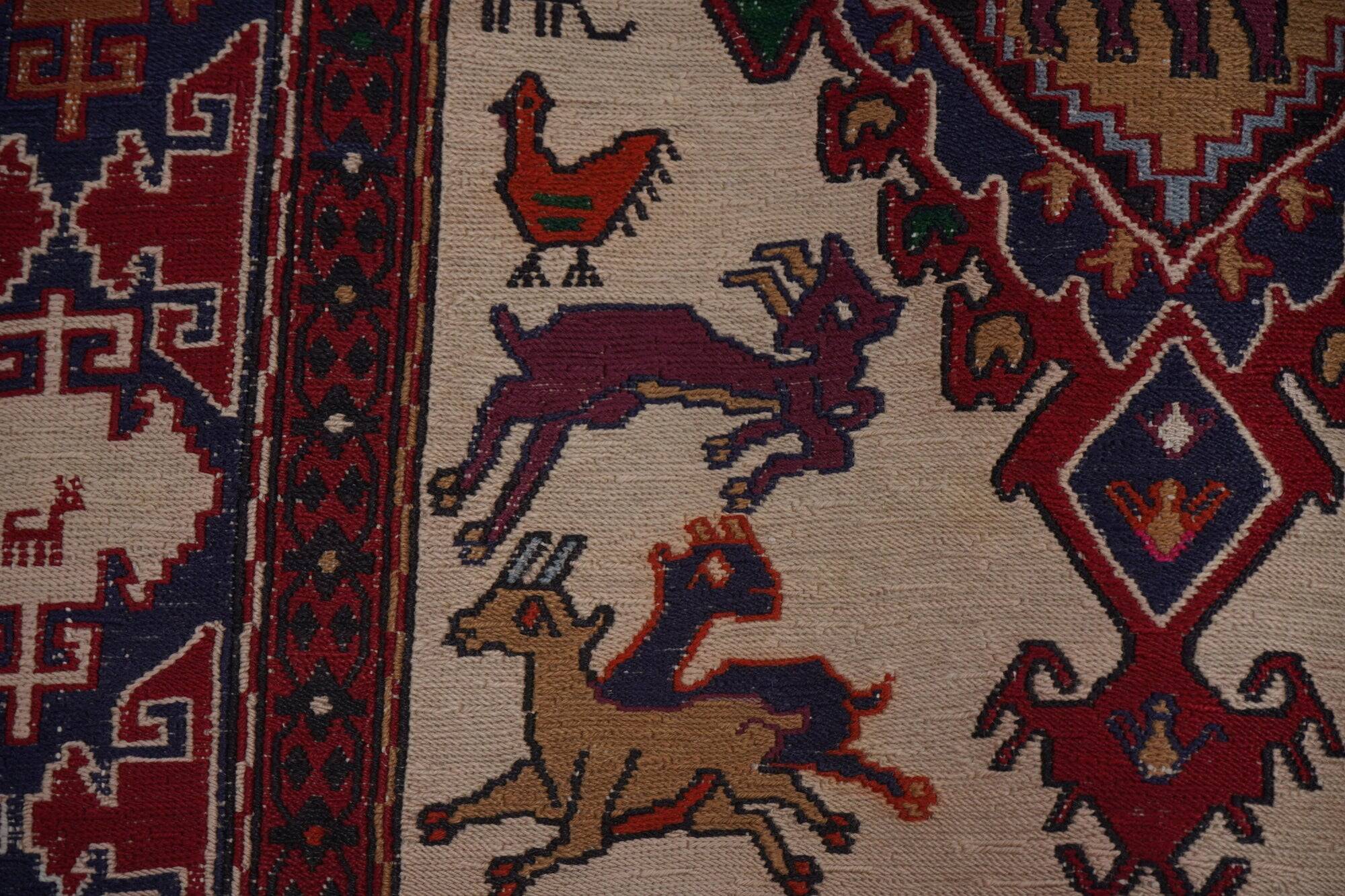 Vintage Turkish kilim handwoven 108x143 cm