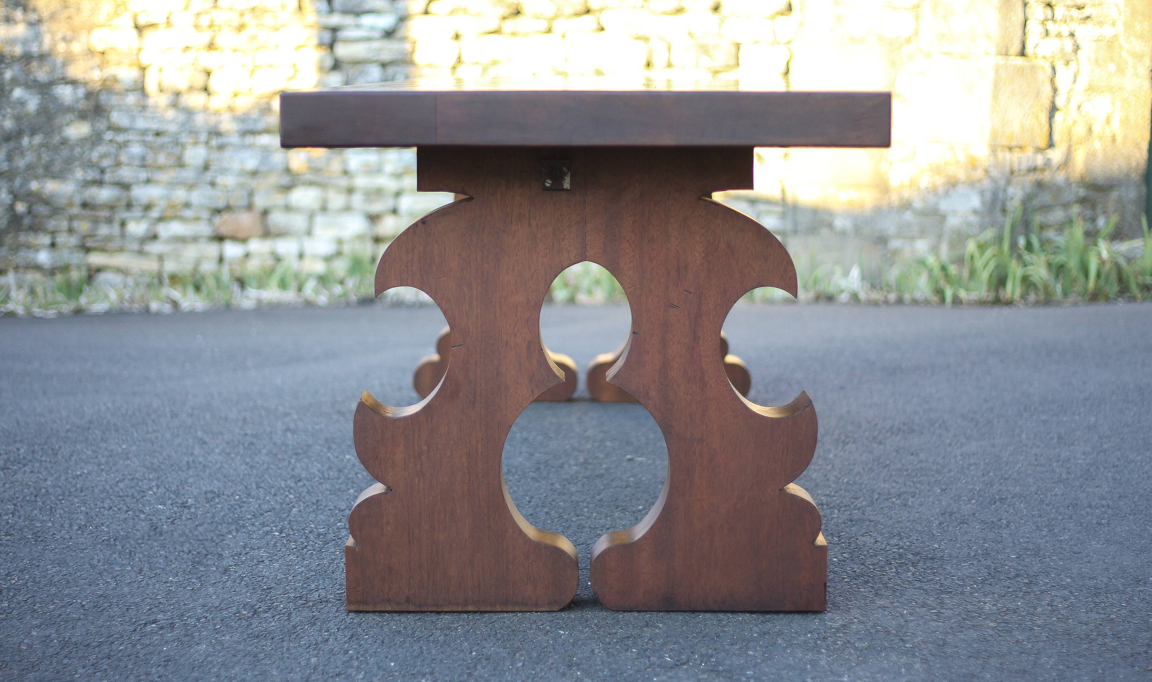 Large wooden table with carved legs, handcrafted table, solid wood table, living room table, table