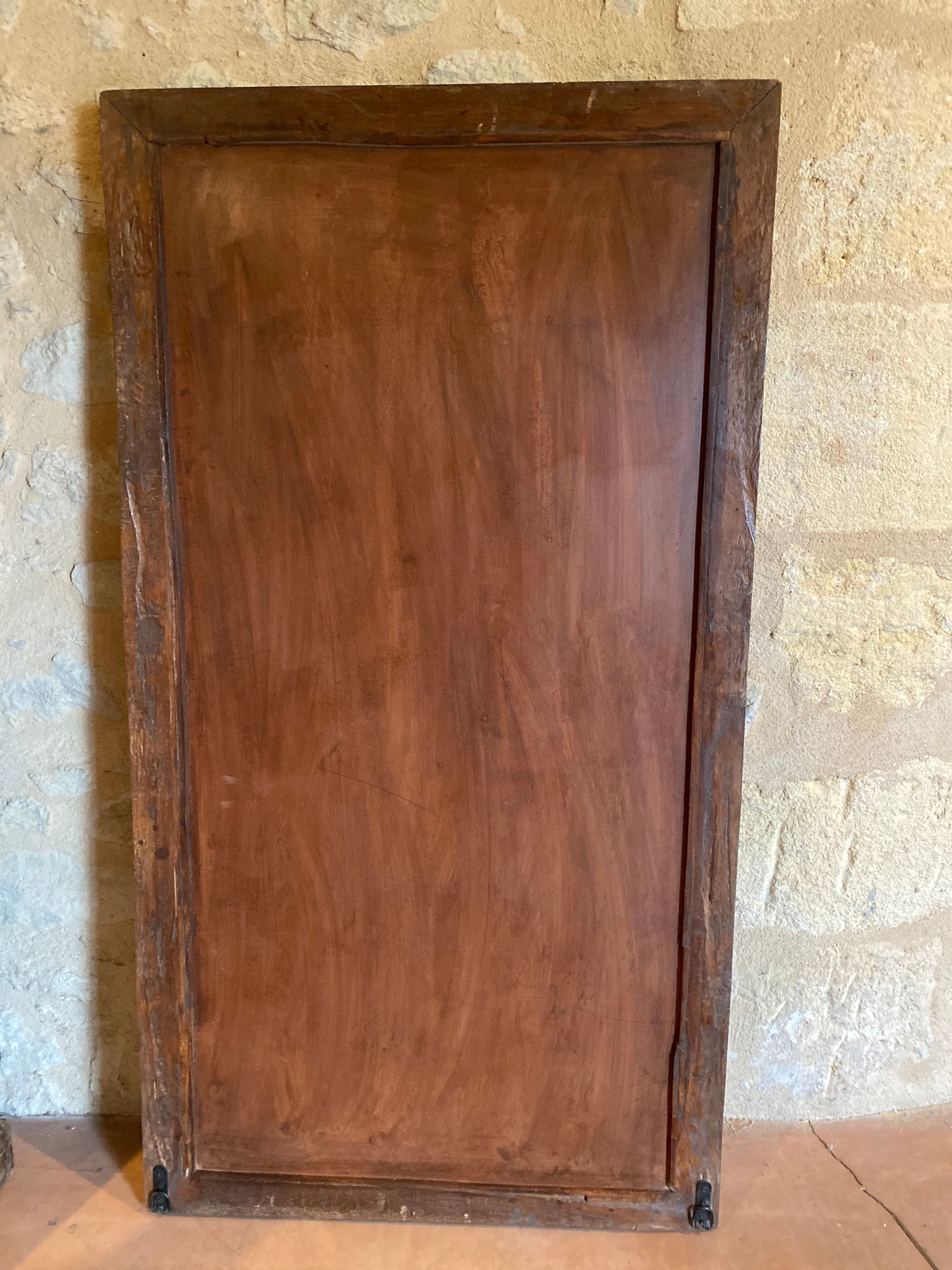 Mirror in old grey blue laqué wood frame 90x150cm