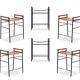 Set of 6 bar stools "Repose", natural beige seat