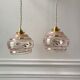 Pair of suspensions in pink glass and golden edging 50s-60s