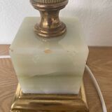 Large Art Deco column lamp metal Onyx frost glass