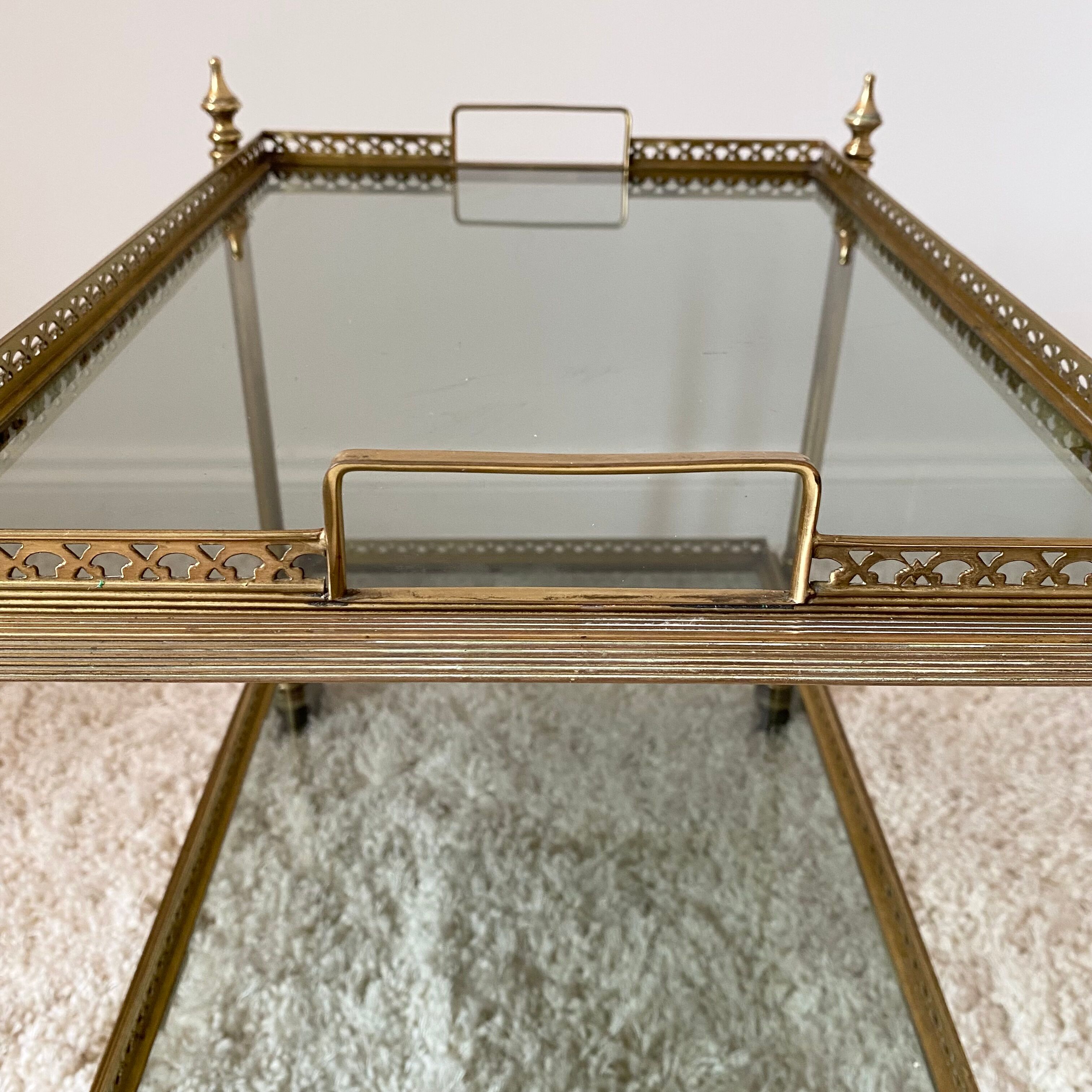 Brass and smoked glass dessert 60s