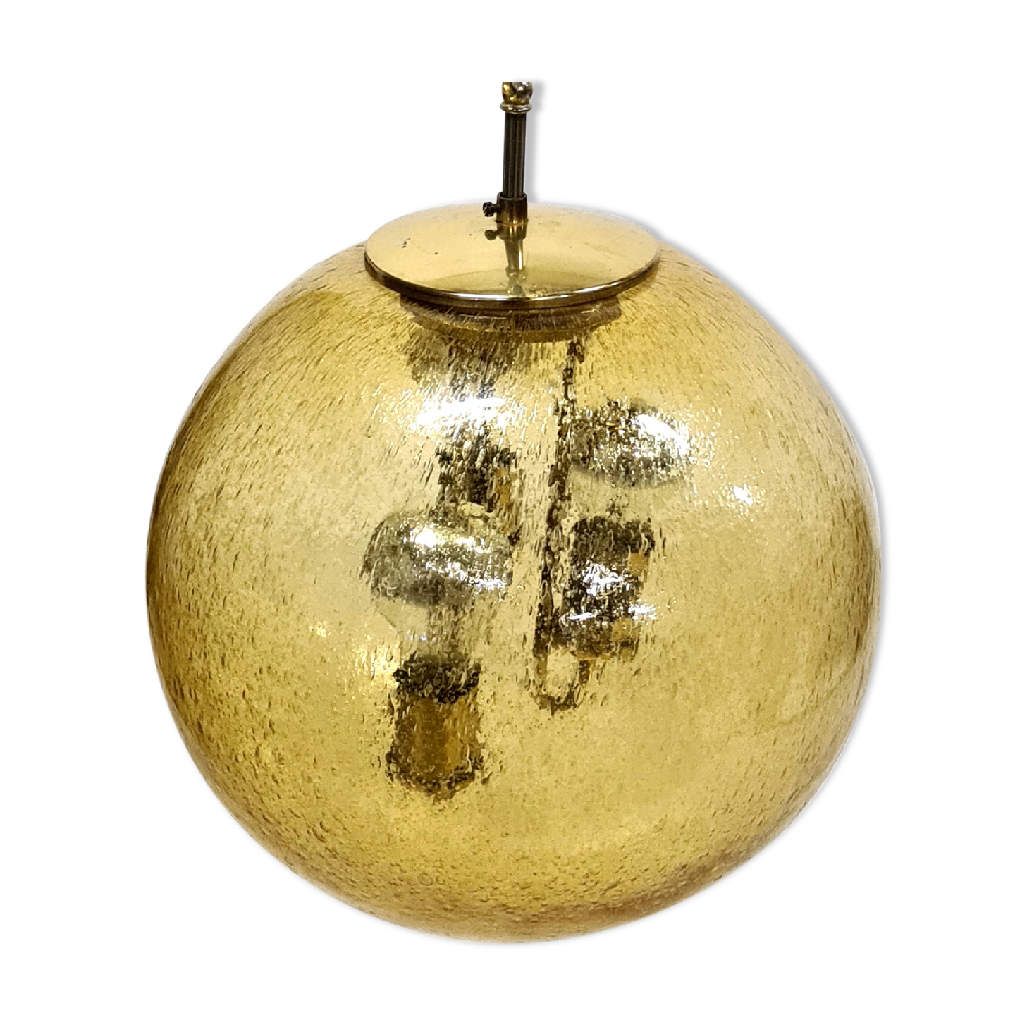 Amber glass and brass globe lamp, Germany 1960s