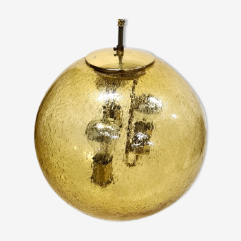 Amber glass and brass globe lamp, Germany 1960s