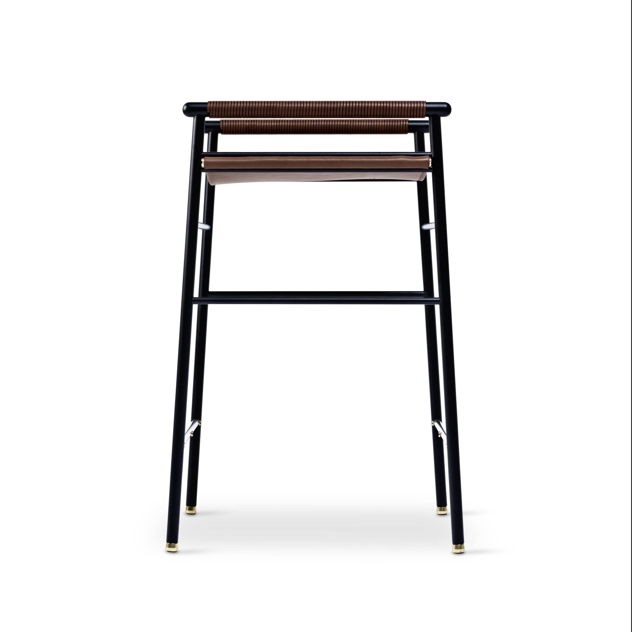 Tabouret de bar Artisan Classic contemporain en cuir marron foncé