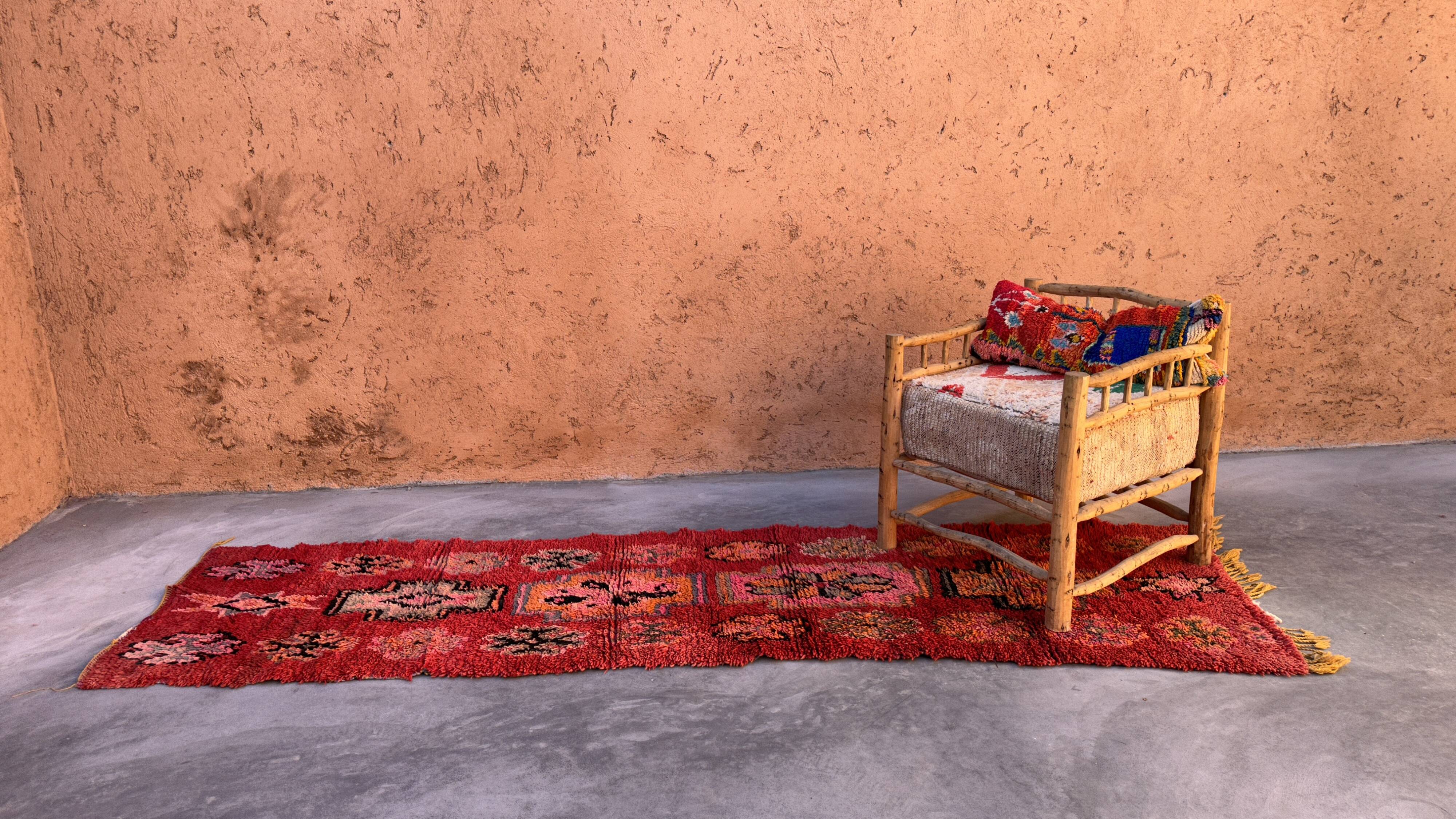 Red Boujad Moroccan rug - 90 x 313 cm