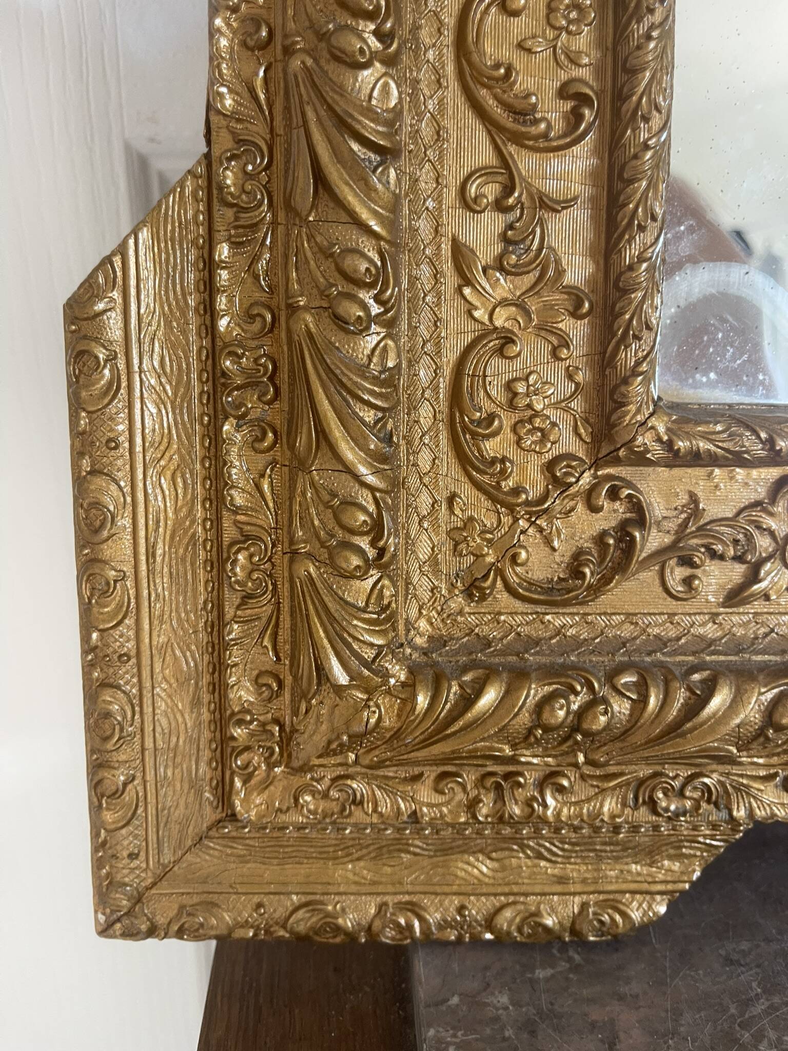 Antique Gilded Mercury Wall Mirror Napoleon III 71x57cm