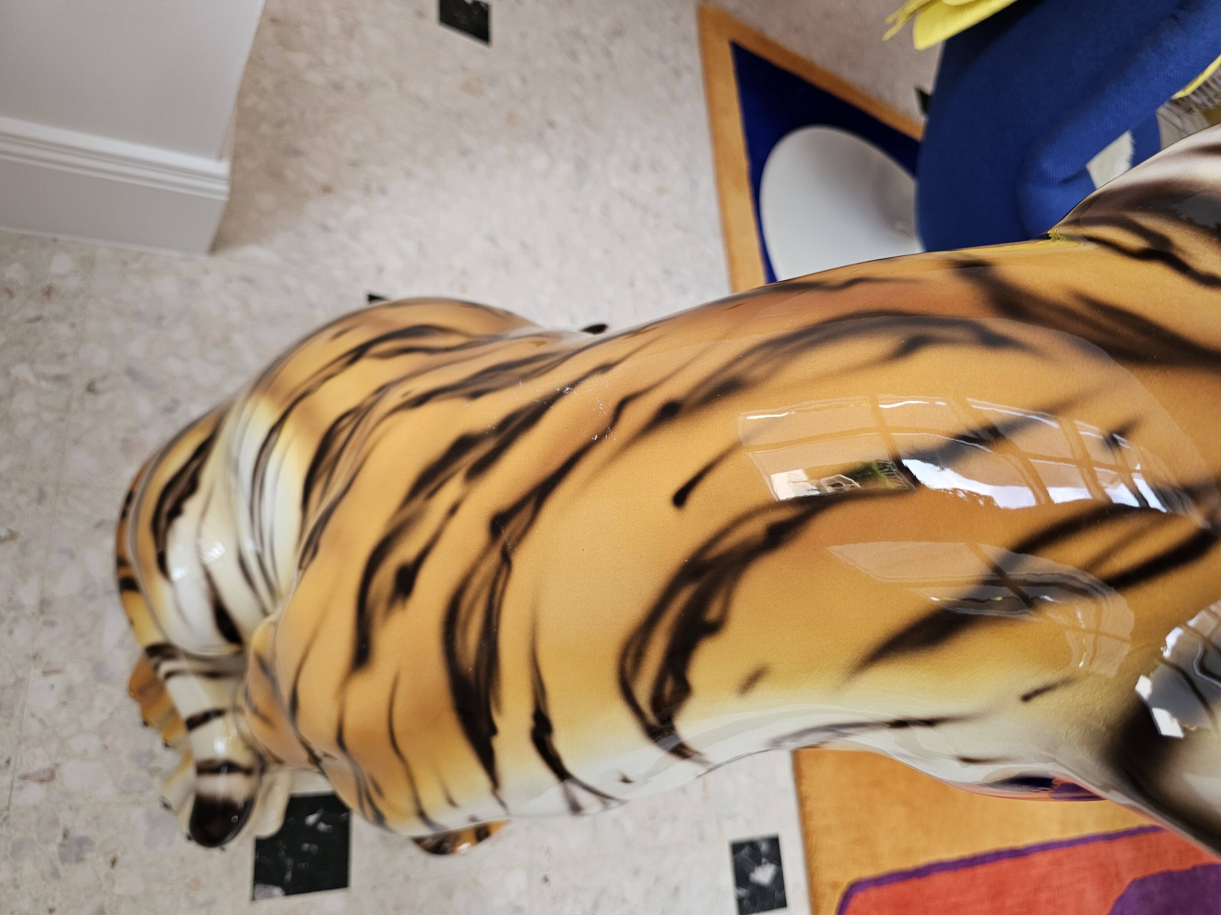 Ceramic sculpture tiger Modern Art Capodimonte