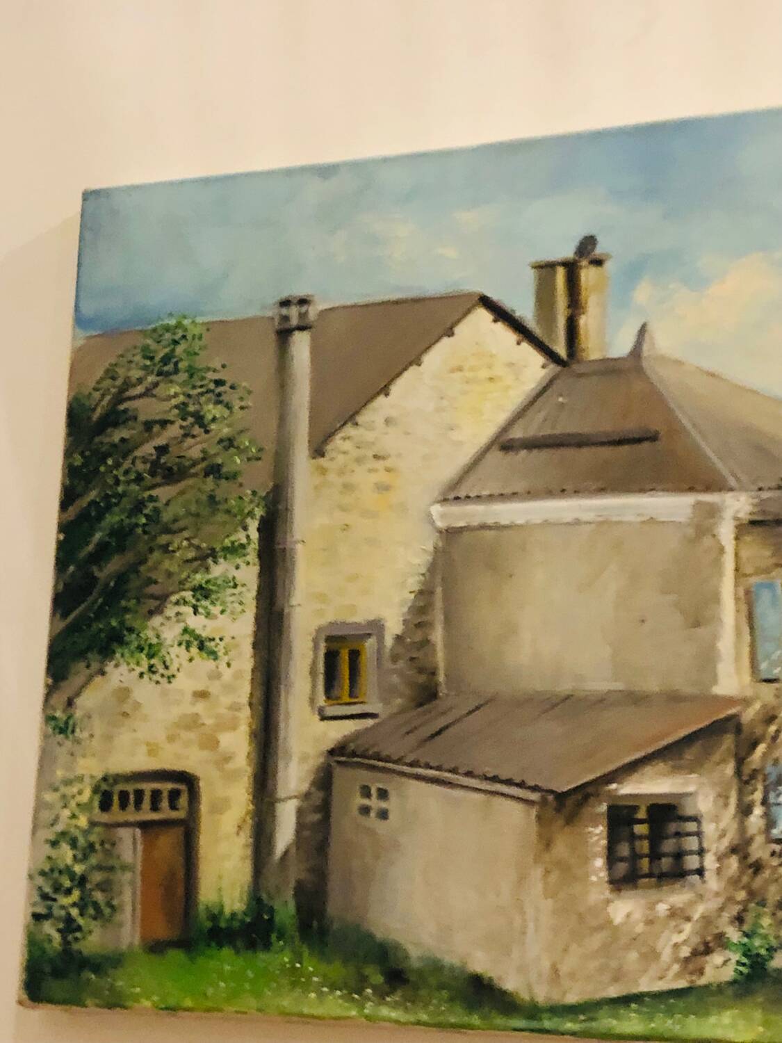 Cottage landscape oil on canvas signed