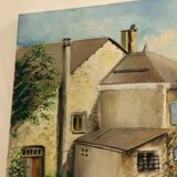 Cottage landscape oil on canvas signed