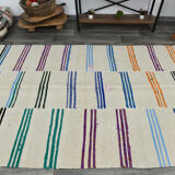 5x10 neutral textured vintage hemp rug, 168x304cm