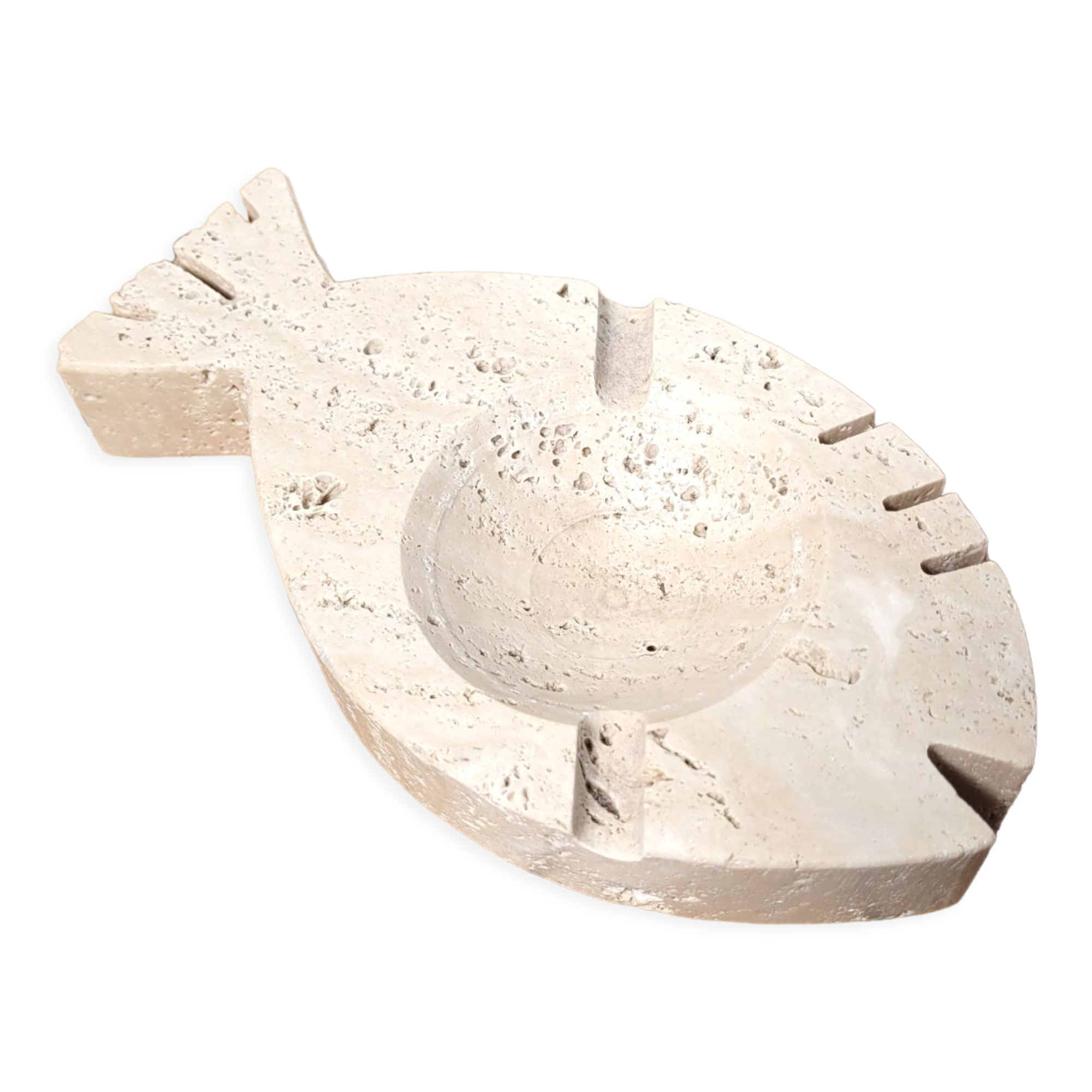 Empty ashtray travertine marble pocket 1970