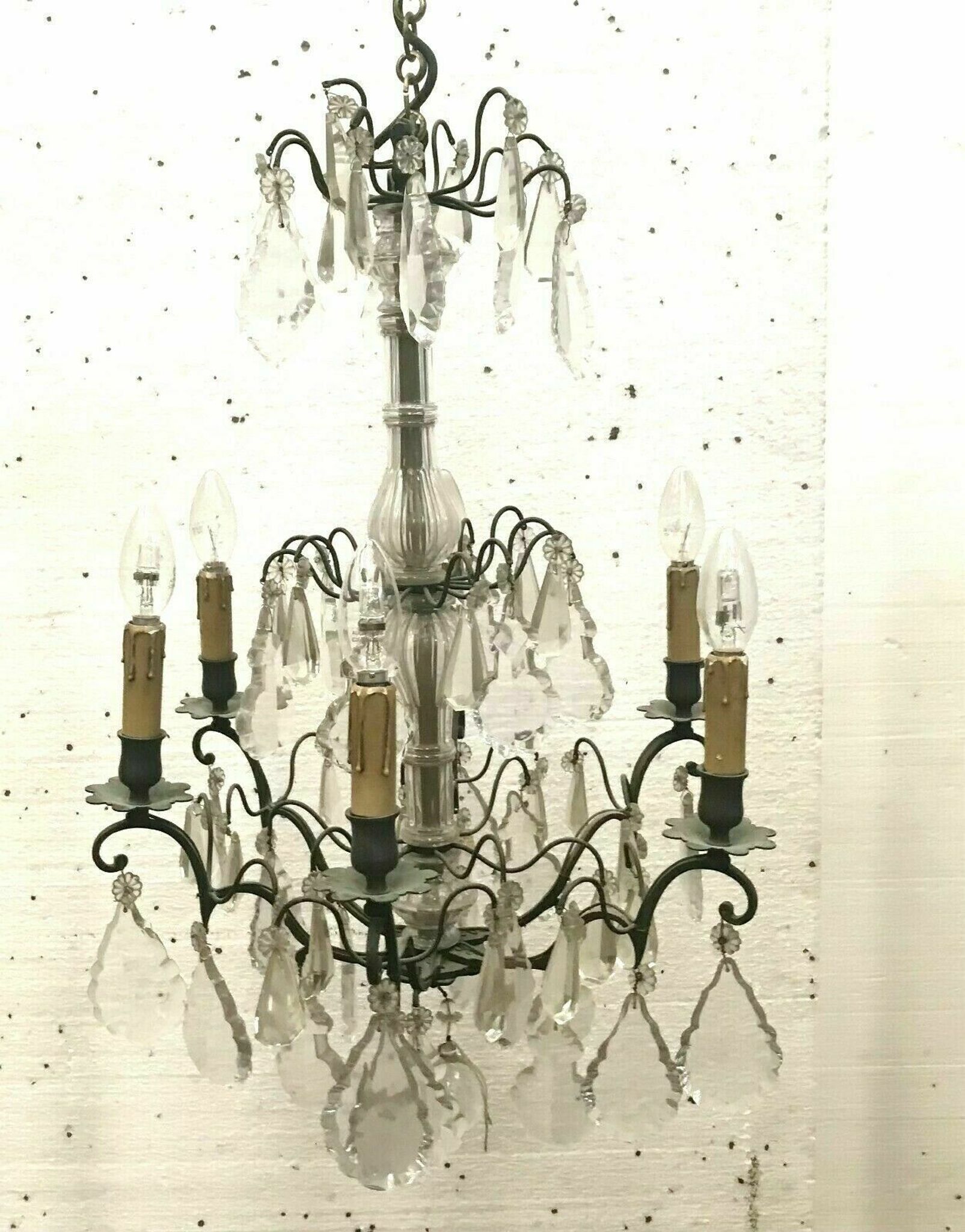 Louis XV style chandelier Bronze and pendants 8 arms of light XX century
