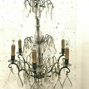 Louis XV style chandelier Bronze and pendants 8 arms of light XX century