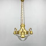 Art Noveau Brass Chandelier, Restored, Germany, 1920's