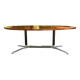 Vintage oval wooden and metal dining table from the 60s and 70s