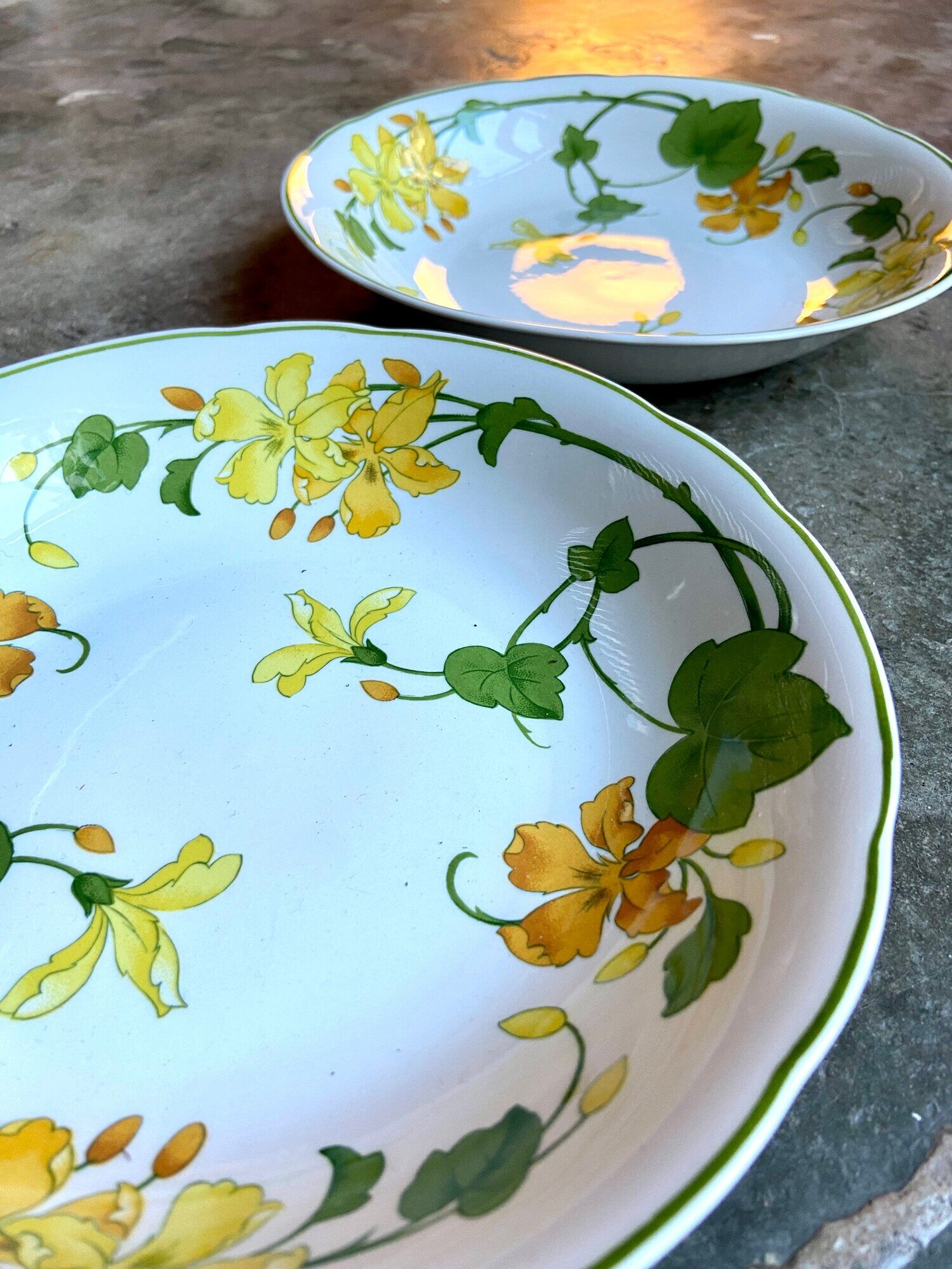 Pair of Villeroy & Boch hollow plates in glazed earthenware model Geranium