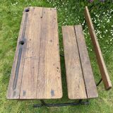 Old school desk in wood and cast iron