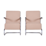 Chrome Bauhaus Armchairs designed by Mücke Melder, fully Refurbished