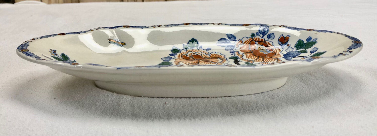 Old Gien rooster peony dish 1938/1960