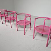 Set of 4 pink Locus Solus chairs by Gae Aulenti for Poltronova, 1960s.
