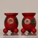 Pair of Swedish Dala Ball Candle holders