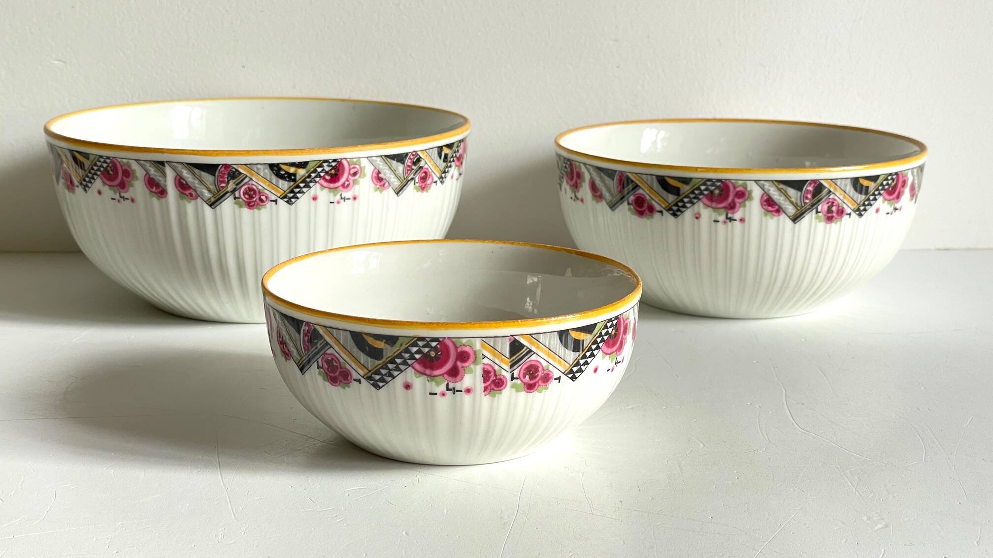 SALAD BOWLS Porcelain MEHUN Art Deco Decor