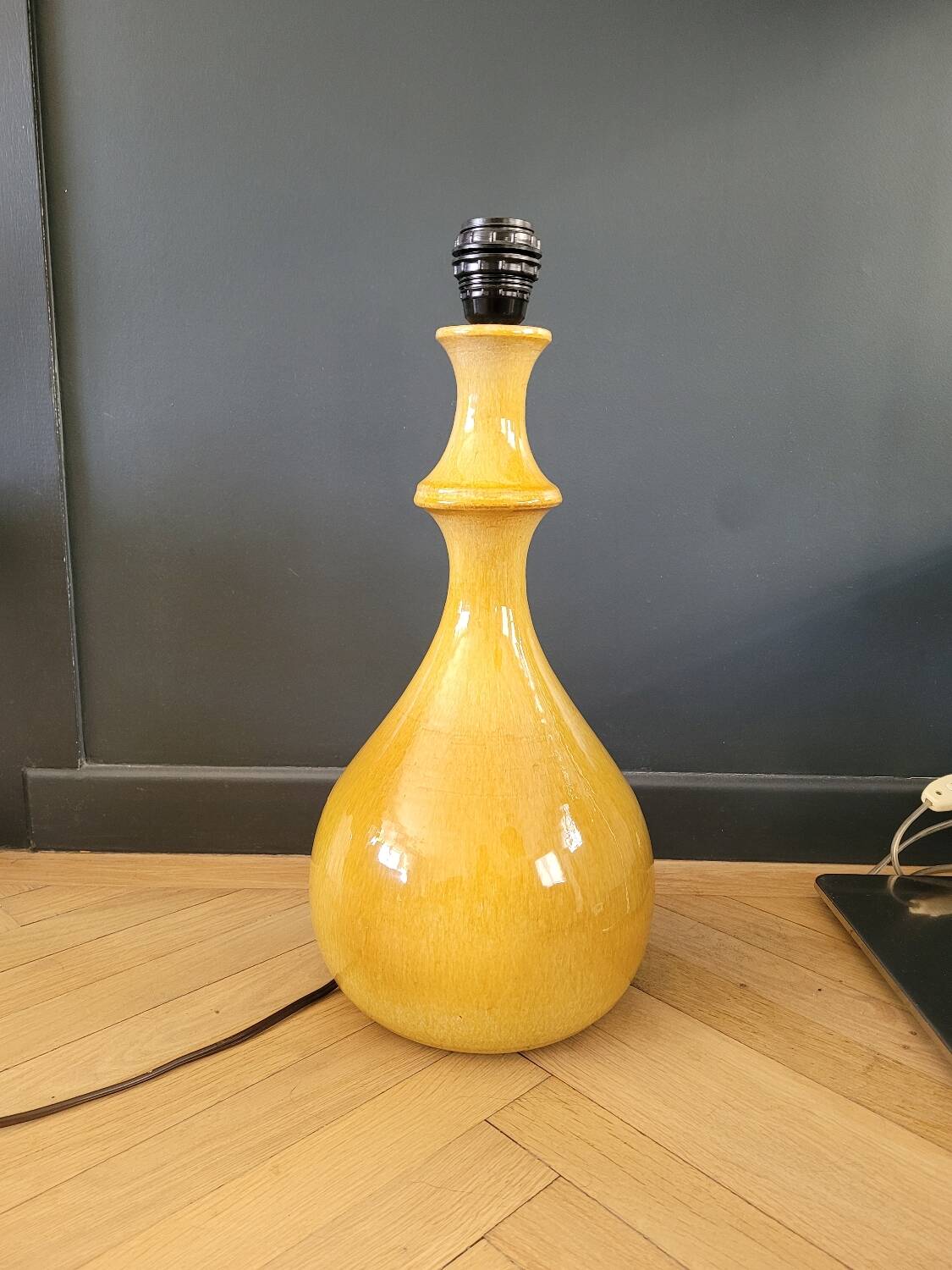 Mustard yellow glazed ceramic lamp base