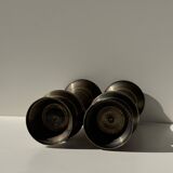 Pair of two small chiseled metal vases H15.5 D6.5