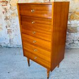 High chest of drawers with 6 drawers, Scandinavian style, circa 60's