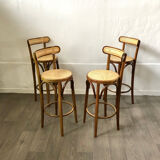 Set of 04 high stools canned bentwood