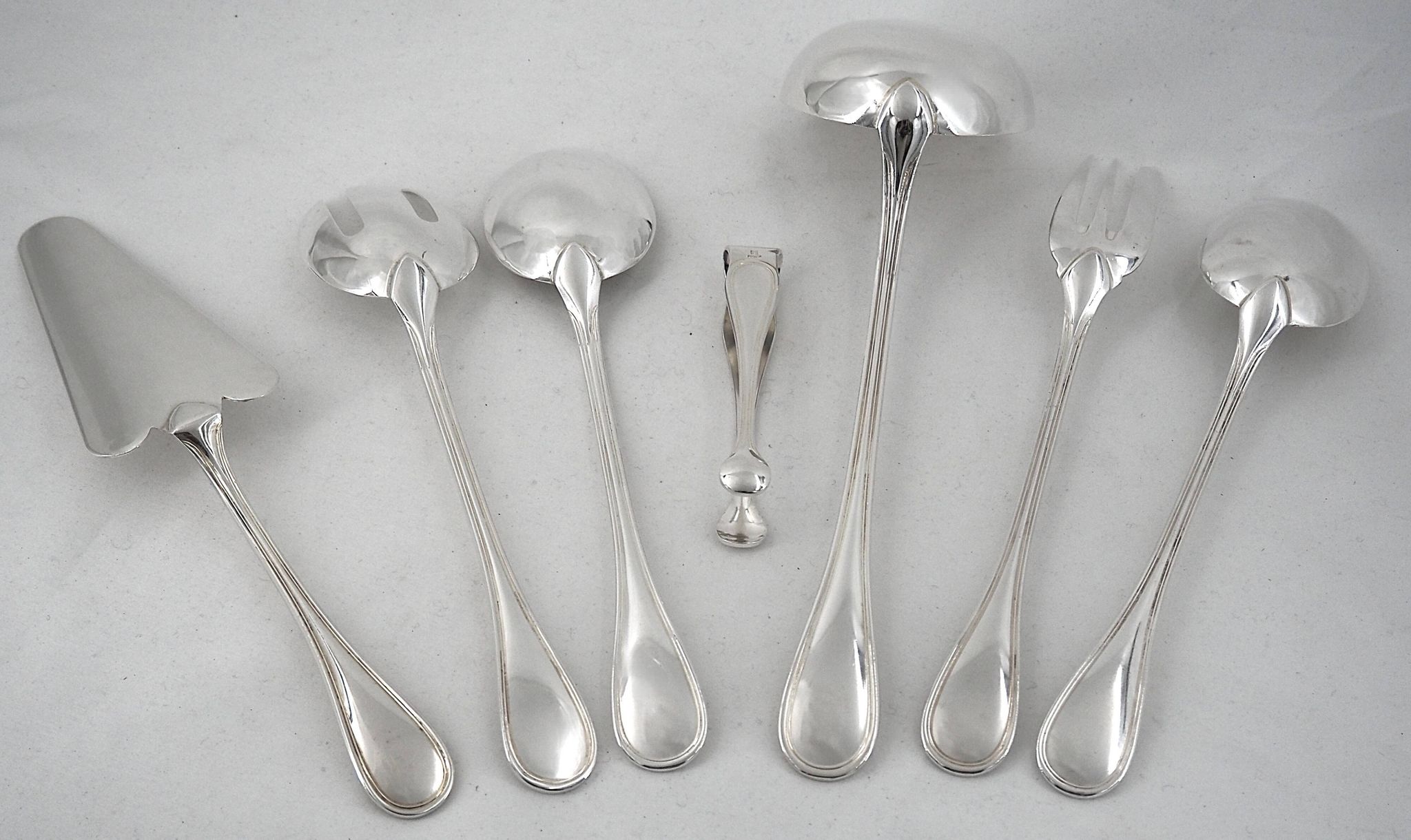 Christofle Albi lot of 7 pieces serving dish salad server cake slice sugar tongs
