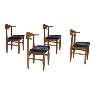 1970s, Danish design by Henning Kjærnulf for EG Kvalitetsmøbel, set of 4 dining chairs, original.