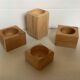 Set of four scandinavian wooden candle holders