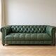 Classic 3-seater Chesterfield sofa in green leather