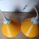 Pair of vintage egg yellow pendant lights