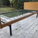 Bed in blond wood and feet 1950 vintage metal - 1 person