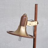 Lampadaire laiton et teck mid-century français