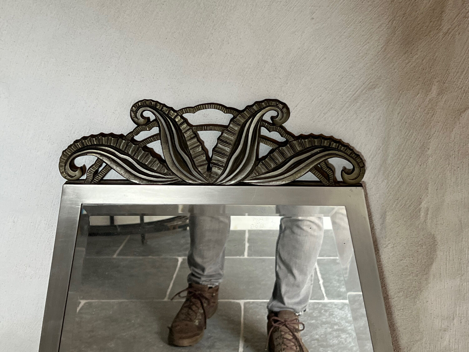 Art Deco mirror in nickel-plated bronze
