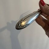 Engraved meat fork in silver and gold metal