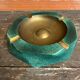 Cendrier Ancien Octogonal Metal Vert + Laiton Vintage